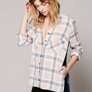 Free People Plaid Bandana Button Down XS
